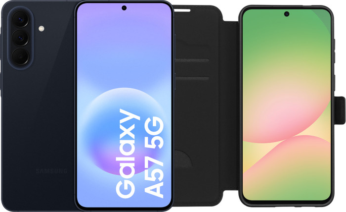 Samsung Galaxy A57 128GB Donkerblauw 5G + BlueBuilt Book Case Zwart Main Image