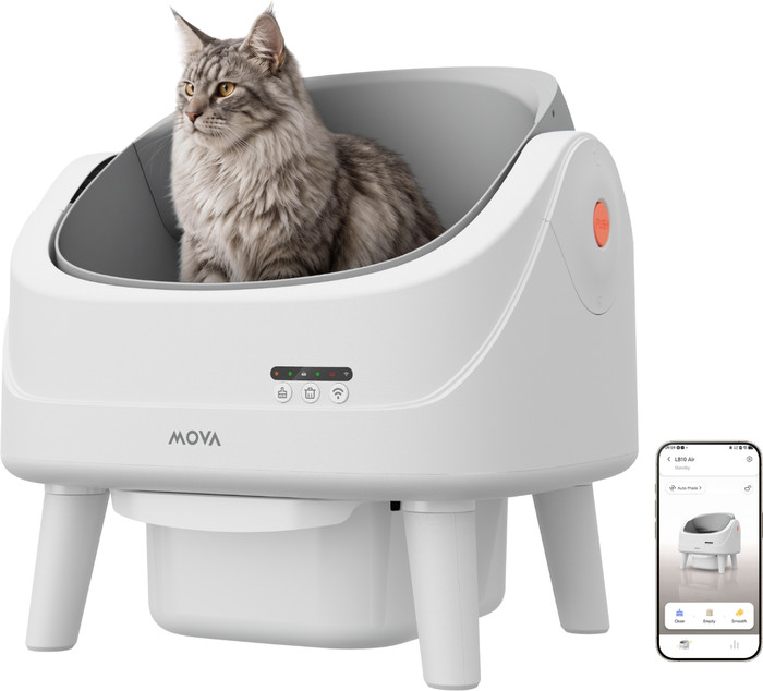 Mova Automatische kattenbak LB10 Air Wit product in gebruik