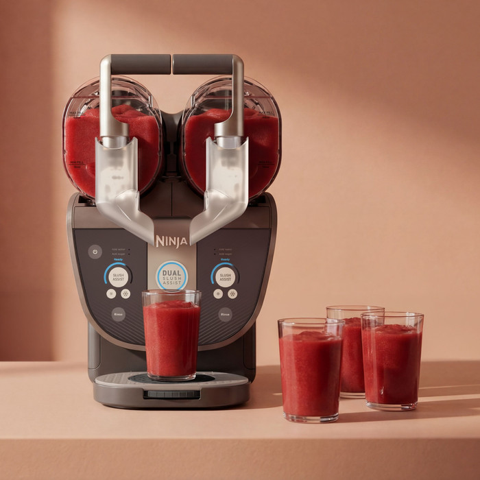 Ninja SLUSHi Twist Frozen Drink Maker Mokka FS702EUBR product in gebruik