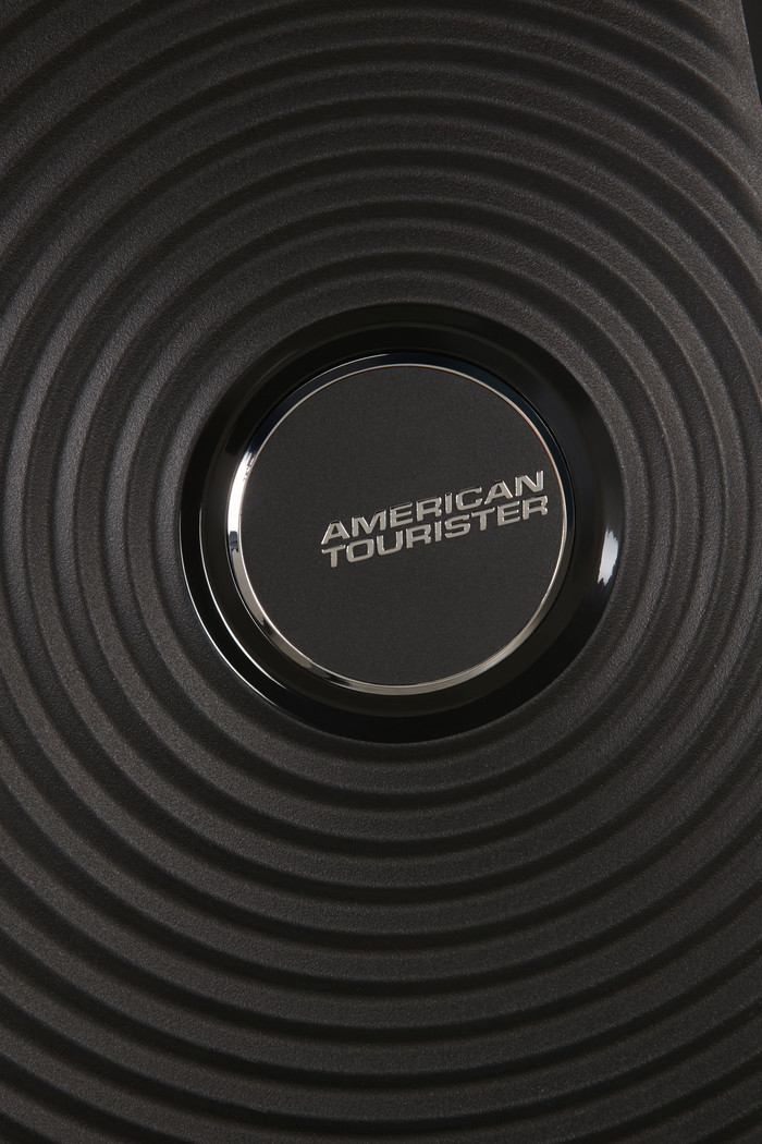 American Tourister Soundbox Expandable Spinner 55cm Bass Black logo