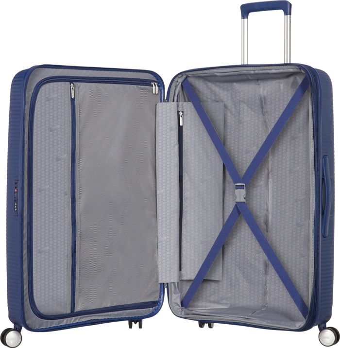 American Tourister Soundbox Expandable Spinner 77cm Midnight Navy inside
