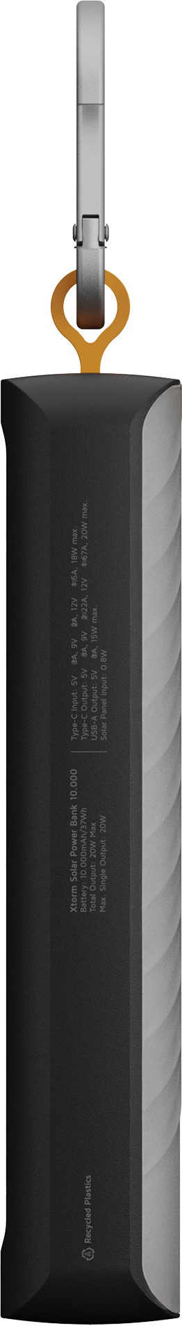 Xtorm 20W Go2 Power Bank 10.000 mAh Solar & Light Zwart rechterkant
