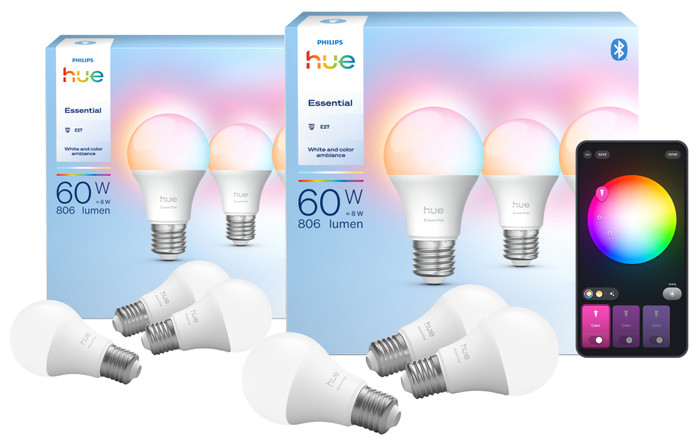 Philips Hue Essential A60 White and Color E27 6-Pack Main Image