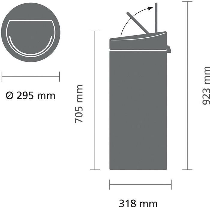 Brabantia Touch Bin 30 Liter Platinum + Vuilniszakken (120 stuks) detail