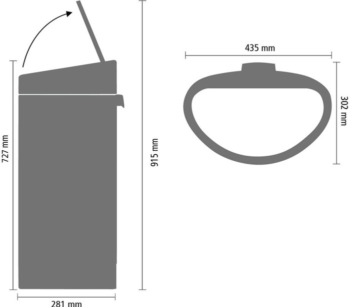 Brabantia Touch Bin 40 Litres Platinum / Couvercle Matt Steel détail