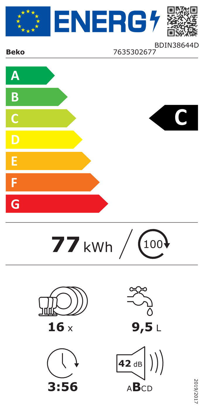 Beko BDIN38644D energielabel