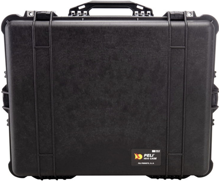 Peli 1610 Protector Case Zwart Trolley met plukschuim voorkant