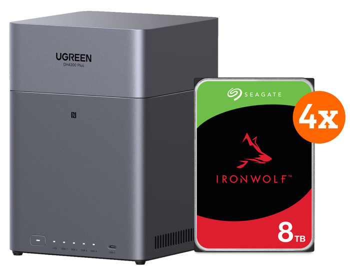 UGREEN NASync DH4300 Plus + Seagate Ironwolf 8TB 4-Pack Main Image