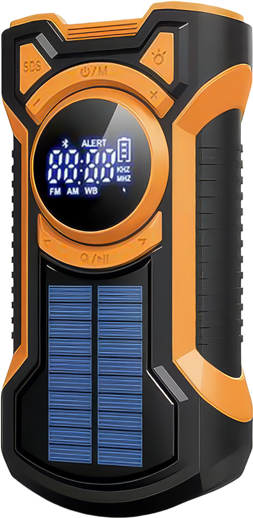 Just in Case Noodradio met Zonnepaneel en Powerbank 5.000 mAh Oranje voorkant