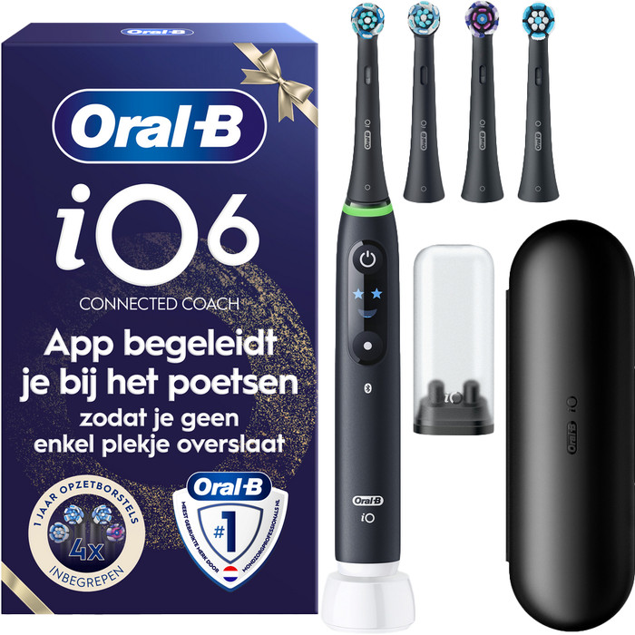 Oral-B iO 6 Zwart met 4 opzetborstels accessoire