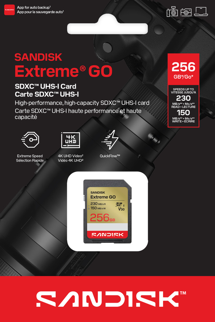 SANDISK Extreme GO SDXC 256GB 240MB/s verpakking