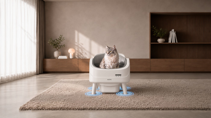 Mova Automatische kattenbak LB10 Air Wit product in gebruik