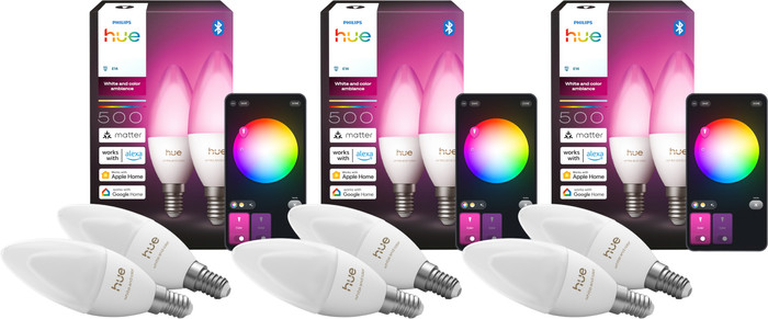 Philips Hue Kaarslamp White and Color E14 6-Pack Main Image