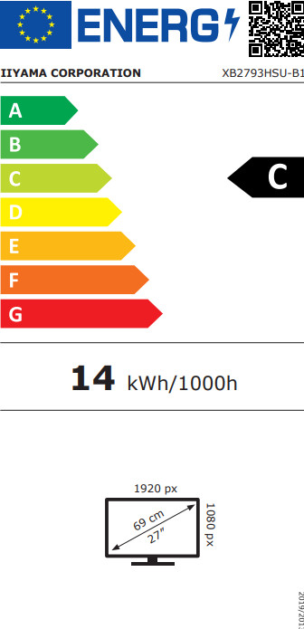 iiyama ProLite XB2793HSU-B1 energielabel