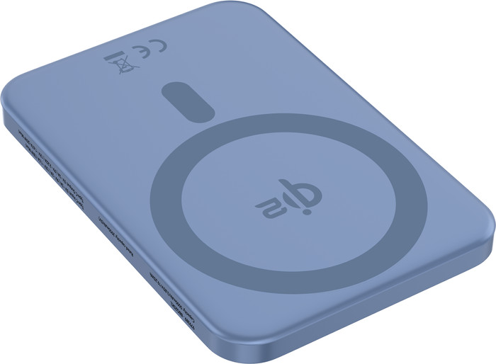 BlueBuilt Draadloze Powerbank met Qi2 en MagSafe 5.000 mAh met Snelladen 20 Watt Blauw bovenkant