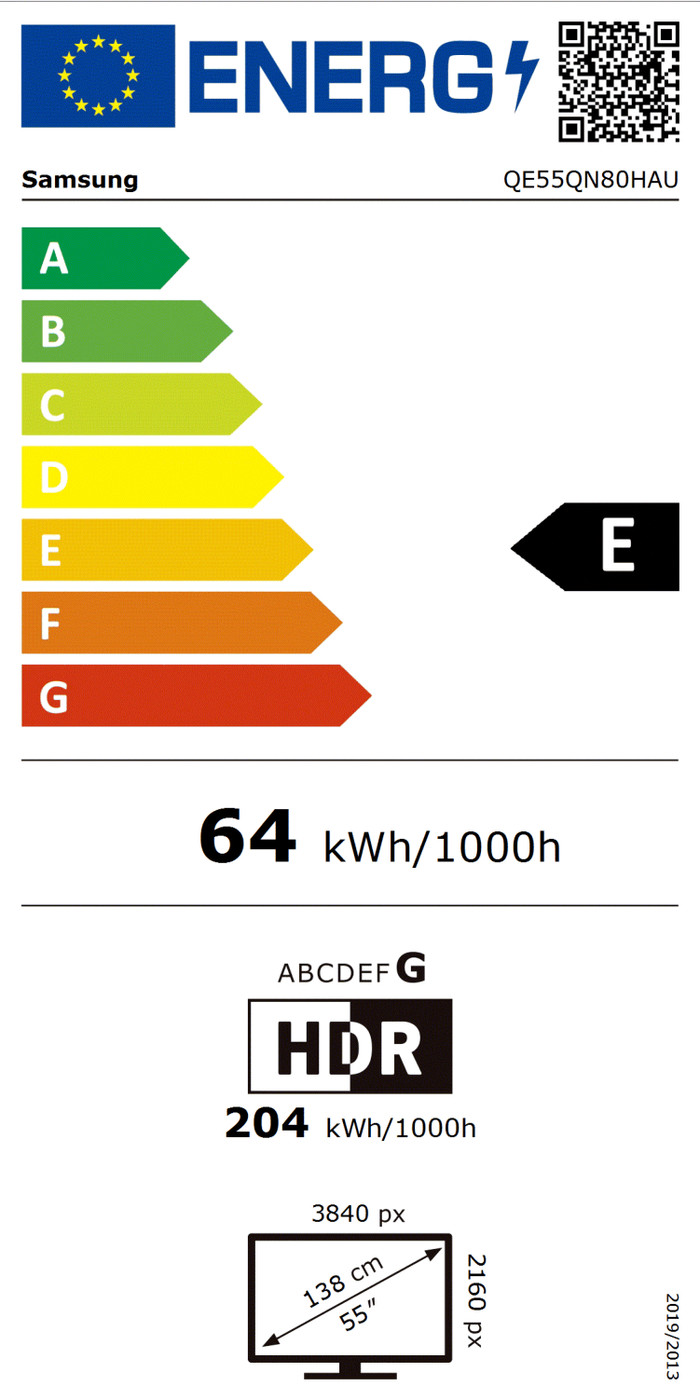 Samsung Neo QLED 55" QN80H (2026) energielabel
