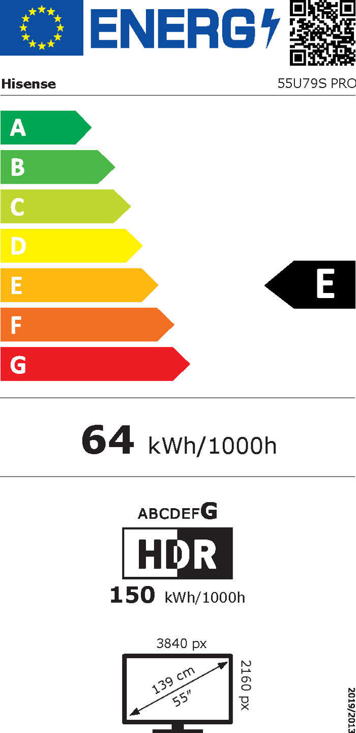 Hisense QD Mini-led 55" U79S PRO (2026) energielabel