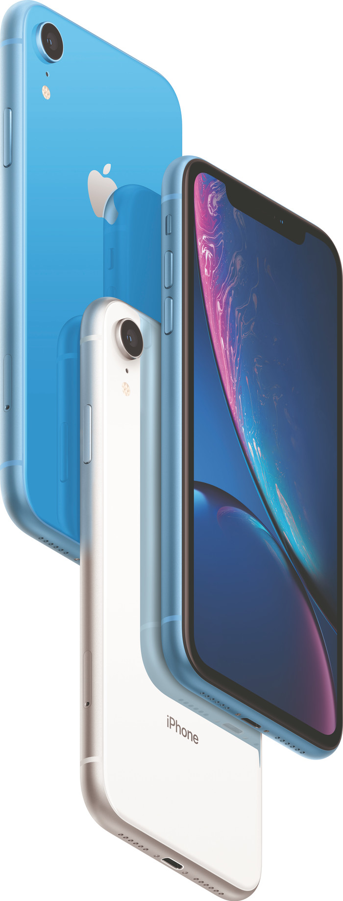 iPhone Xr 64 Go Bleu Reconditionné (Légères traces d'utilisation) côté gauche