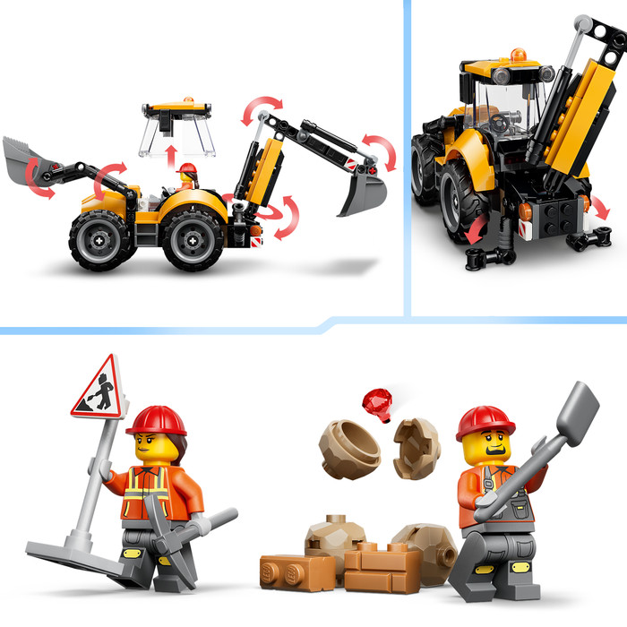 LEGO City Yellow Backhoe Loader 60480 detail