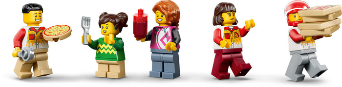 LEGO City Pizzacentrale met voertuigen 60496 detail