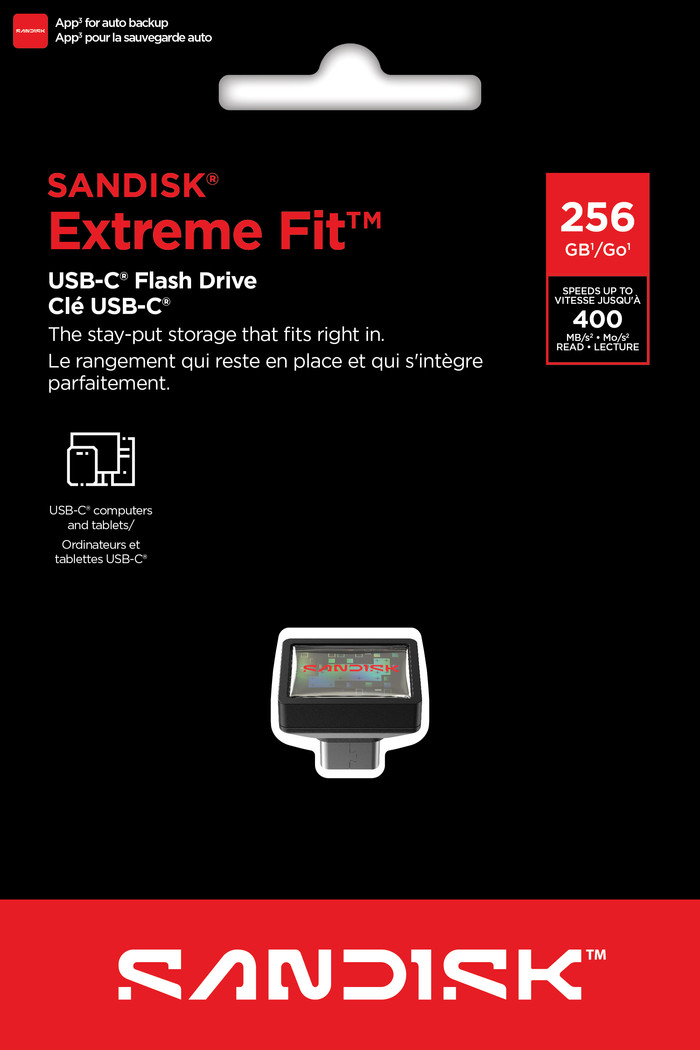 SANDISK Extreme Fit USB-C Flash Drive 256GB verpakking