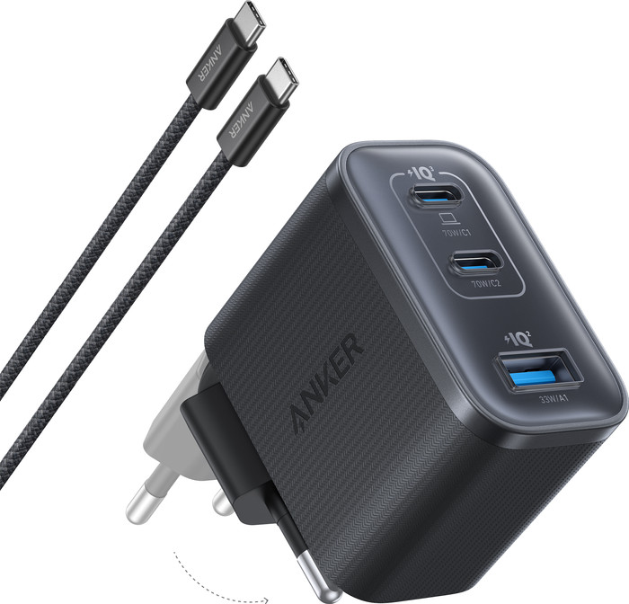 Anker Nano Oplader met 3 Usb Poorten 70W Zwart Main Image