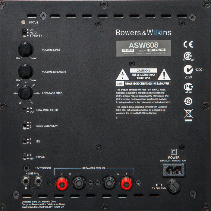 Bowers & Wilkins HTM6 S3 + ASW608 Zwart achterkant
