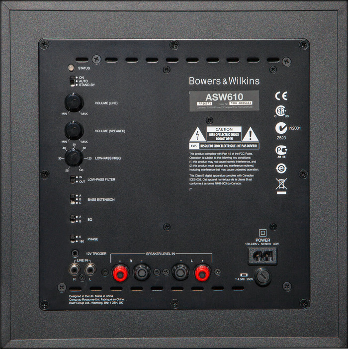 Bowers & Wilkins HTM6 S3 + 606 S3 + ASW610 Zwart achterkant