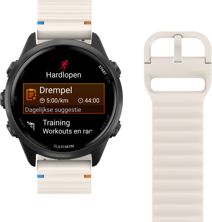 Just in Case Siliconen Bandje Crème voor Garmin Forerunner 55 / 165 / 570 42mm detail