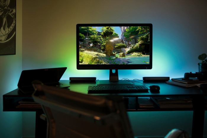Philips Hue Play Lichtbalk White & Color Wit Duo Pack product in gebruik