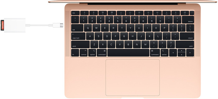 Apple USB-C to SD Card Reader product in use