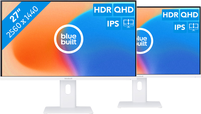 BlueBuilt 27 inch Quad HD Monitor Duo pack Main Image