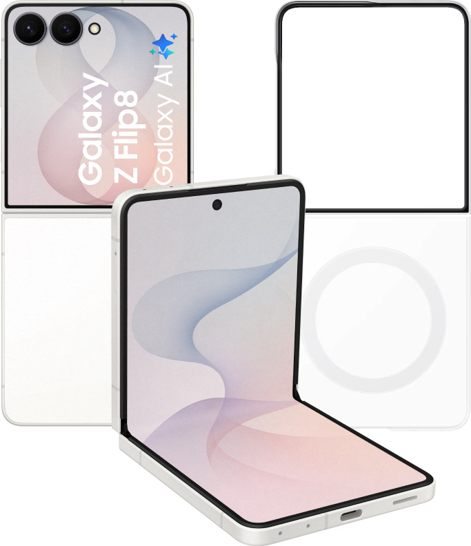 Samsung Galaxy Z Flip 8 512GB Wit 5G + Samsung Back Cover met Magneet Transparant Main Image