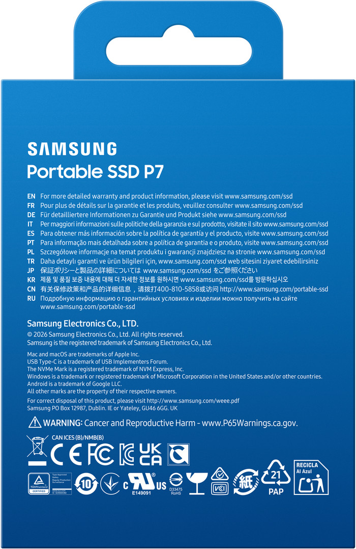 Samsung P7 Portable SSD 1TB verpakking