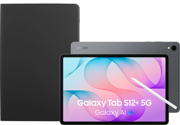 Samsung Galaxy Tab S12 Plus 12,6 inch 512GB Wifi + 5G Grijs + BlueBuilt Book Case Zwart Main Image