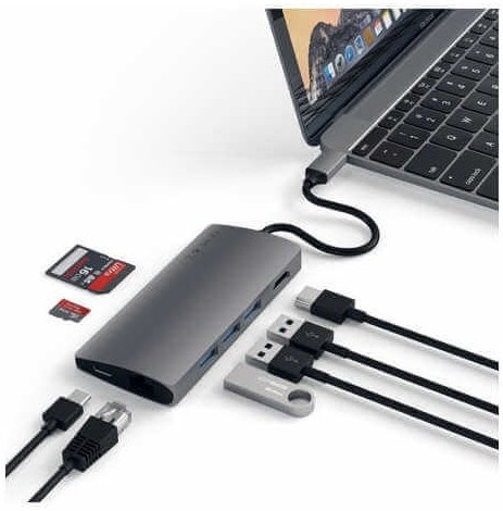Satechi USB-C to USB-A, Ethernet, and HDMI Dock Space Gray null