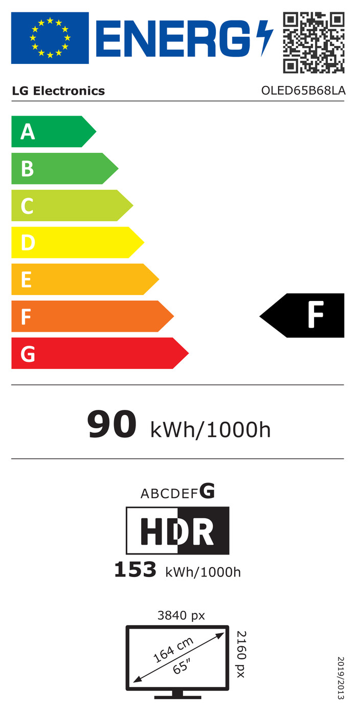 LG OLED 65" B6 (2026) energielabel