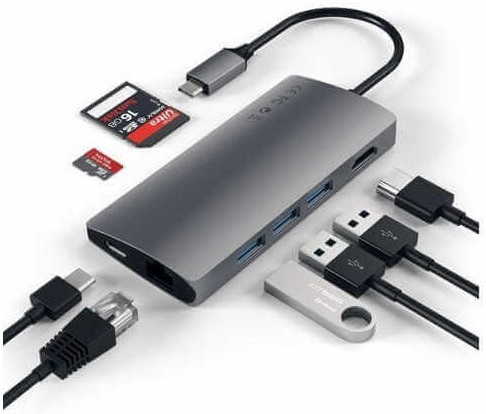 Satechi USB-C to USB-A, Ethernet, and HDMI Dock Space Gray detail