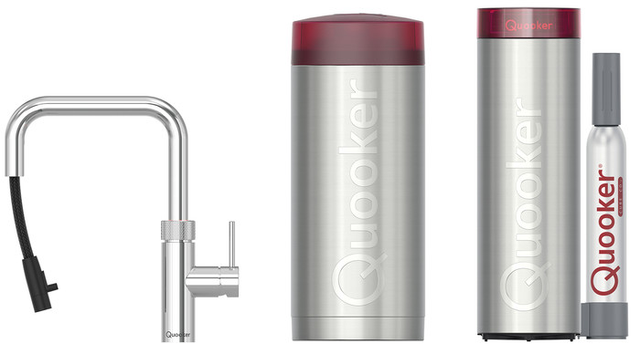 Quooker COMBI+ + Quooker Flex Square Chroom + Quooker CUBE Main Image
