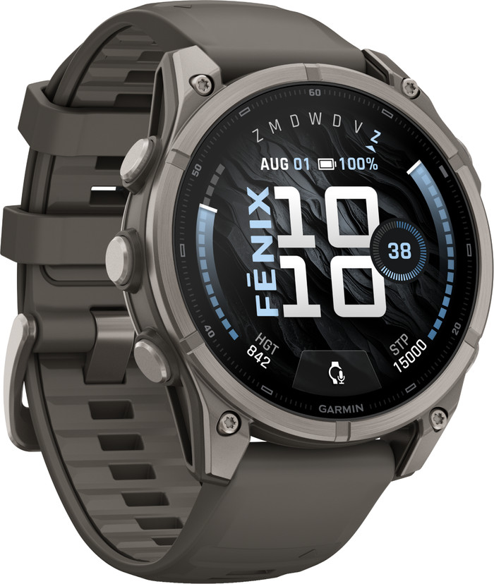 Garmin Fenix 9 Grijs 47mm linkerkant