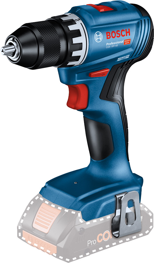 Bosch Professional GBH 18V-22 + GSR 18V-45 Combi Set + Accessories right side