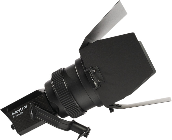 Nanlite FL-11 Fresnel Lens with Barndoors (FM mount) left side