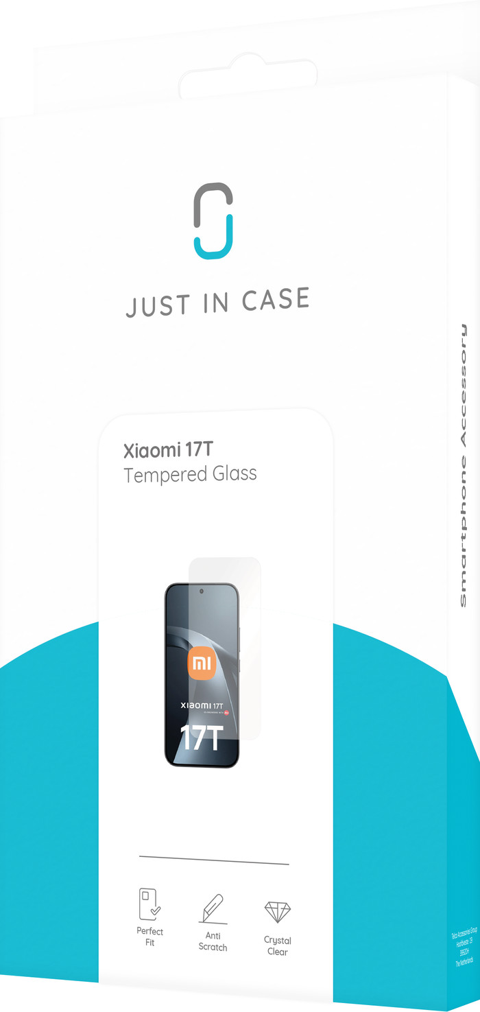 Just In Case Tempered Glass Xiaomi 17T Screenprotector verpakking