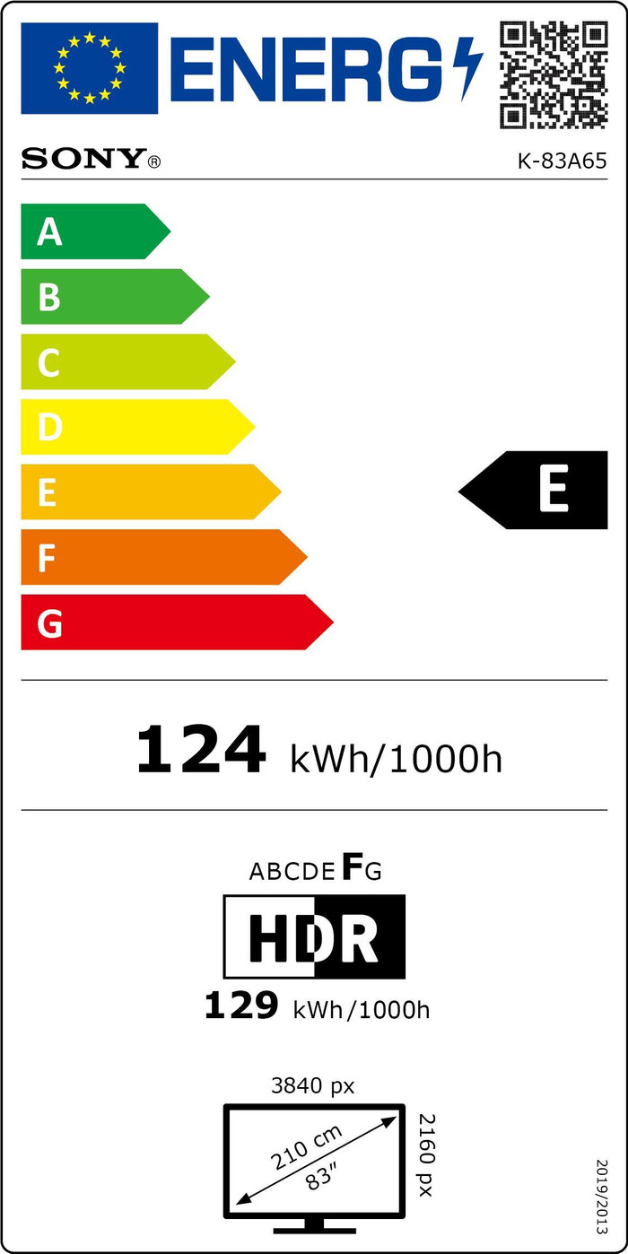 Sony Bravia 83" OLED (2026) energielabel