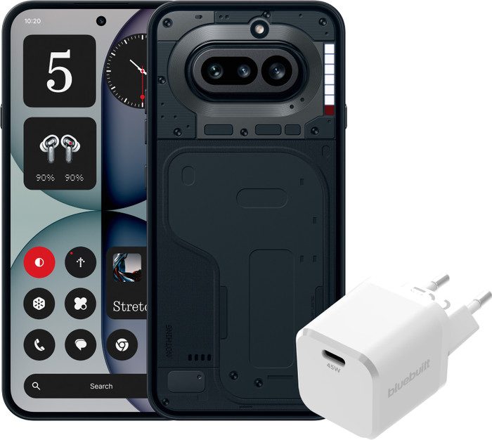 Nothing Phone (4a) 128GB Black 5G + BlueBuilt Charger with USB-C Port 45W White Main Image