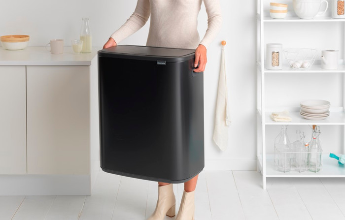Brabantia Bo Touch Bin 60L Matte Black product in use