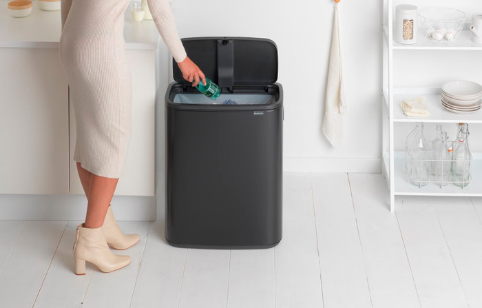 Brabantia Bo Touch Bin 60L Matte Black product in use