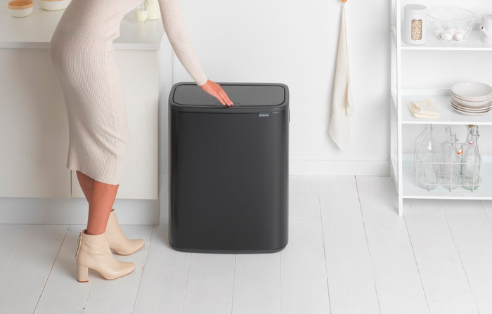 Brabantia Bo Touch Bin 60L Matte Black product in use