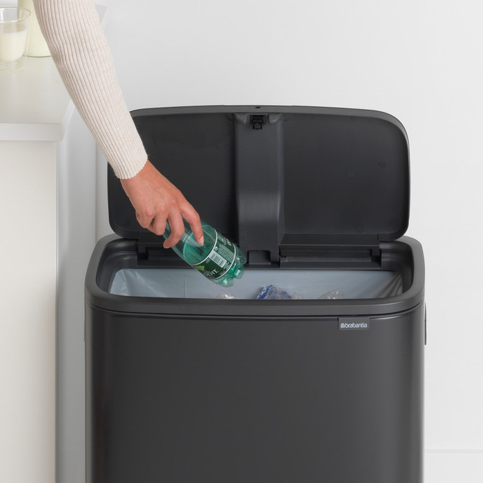 Brabantia Bo Touch Bin 60L Matte Black product in use