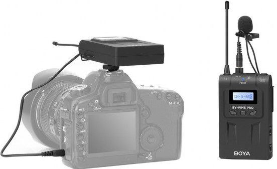Boya UHF Duo Lavalier Microfoon Draadloos BY-WM8 Pro-K1 product in gebruik